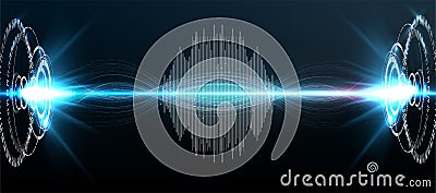 Voice recognition, equalizer, audio recorder. Microphone button with sound wave. Vector Illustration